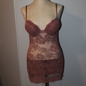 Medium Women's Victorias Secret Mauve Babydoll Sexy Lingerie Padded